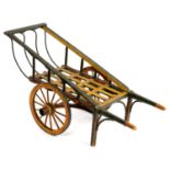 A PAINTED WOOD AND IRON MODEL OF A 19TH C HAND CART, 39.5CM L