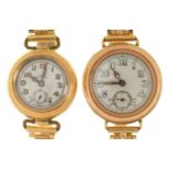 A TING 14CT GOLD CASED LADY'S WRISTWATCH, 23 MM W, MOVEMENT INNER CASE MARKED SILVER, ON A ROLLED