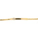 A DIAMOND SET GOLD BRACELET, 20 CM L, MARKED 375, 7.2G IN GOOD CONDITION WITH LIGHT WEAR