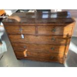 A VICTORIAN MAHOGANY CHEST OF DRAWERS, 92CM H; 104 X 47CM