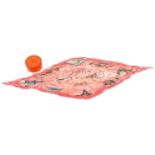 HERMÉS. PINK PLEATED SILK SCARF, 118 CM L, BOXED