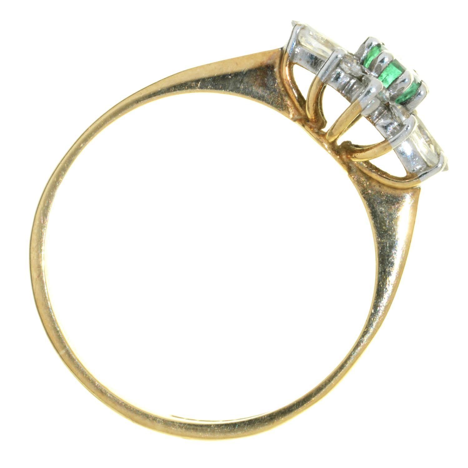 AN EMERALD AND DIAMOND CLUSTER RING, IN 9CT GOLD, LONDON 1987, 1.6G Good condition - Image 2 of 2