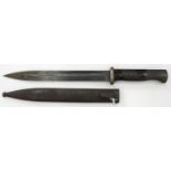 A GERMAN, THIRD REICH, M84/98 III KNIFE-BAYONET AND SHEATH, BY W.K.C., BLADE 25.3CM, STAMPED W.K.C