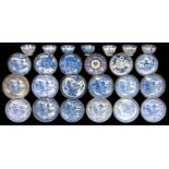 A STUDY COLLECTION OF ENGLISH TRANSFER PRINTED PORCELAIN TEA WARE, C1780-C1800, COMPRISING TEA BOWLS