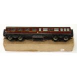 MODEL RAILWAYS. AN EXLEY FINE SCALE TYPE K6 RESTAURANT CAR IN LMS LIVERY, BOXED Paint slightly