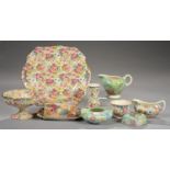 A SMALL COLLECTION OF 1930'S STAFFORDSHIRE CHINTZ ORNAMENTAL WARE, COMPRISING GRIMWADES ROYAL WINTON