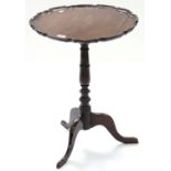 A VICTORIAN MAHOGANY TILT TOP TRIPOD TABLE, 67CM H X 51CM D Pedestal cracked, numerous old repairs