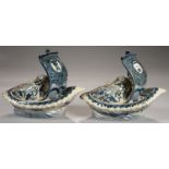 A PAIR OF CHINESE BLUE AND WHITE TUREENS AND COVERS IN THE FORM OF A JUNK, 26CM H, 20TH C Good