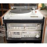 VINTAGE HIFI EQUIPMENT. A SONY PST22 TURNTABLE, A SONY STR242L RECEIVER, A SONY TCK22 CASETTE