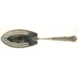 A RUSSIAN SILVER FISH SLICE, 32CM L, 84 STANDARD, ASSAY MASTER'S AND MAKER'S MARKS, INCLUDING NP,