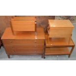 1970'S TEAK FURNITURE, INCLUDING A CANTERBURY, 35CM H X 51CM W, A SEWING BOX, 43CM H; 47 X 30CM, A