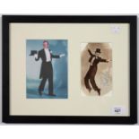 FRED ASTAIRE, SIGNED SEPIA PRINT, CUT CORNERED, MOUNTED WITH A COLOUR PHOTOGRAPH AND FRAMED, 29 X