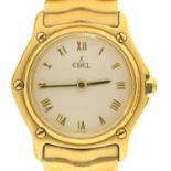 AN EBEL 18CT GOLD QUARTZ LADY'S WRISTWATCH, REF 3578, No 866901, MAKER'S BRACELET AND DEPLOYANT