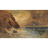 FREDERICK WILLIAM PIKE (FL C1870-90), A ROCKY COAST, SIGNED, OIL ON CANVAS, 74 X 126CM In unrestored