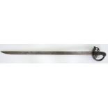 A 1796 PATTERN HEAVY CAVALRY OFFICER'S SWORD (UNDRESS) WITH SINGLE FULLERED BLADE, WIRE BOUND