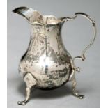 AN EARLY GEORGE III SILVER CREAM JUG, 9CM H, MAKER'S MARK INDISTINCT, LONDON 1763, 2OZS 16DWTS Of