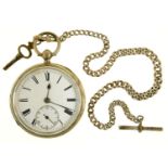 A VICTORIAN SILVER LEVER WATCH, LONDON 1886, 53MM AND A SILVER ALBERT Dial dusty / dirty, movement