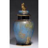 A CARLTON WARE BLEU ROYALE NEW STORK JAR AND COVER, 1952-C1962, 41CM H, PRINTED MARKS, ORIGINAL