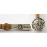 A SHERWOOD FORESTERS (NOTTS AND DERBY REGIMENT) MALACA OFFICER'S CANE WITH SILVER POMMEL AND STEEL