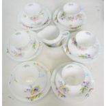 A SHELLEY BONE CHINA WILD FLOWERS PATTERN TEA SERVICE, REGENT SHAPE, JUG 8.5CM H, PRINTED MARKS,