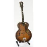 A 1948 ARCH TOPPED JAZZ GUITAR BY DICK KNIGHT, STRATEN LOGO TO HEADSTOCK, NUMBERED 201, 44CM (