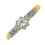 A DIAMOND RING, GOLD HOOP MARKED 18CT, 2.8G Much encrusted with dirt, centre stone when examined