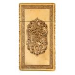 A CHINESE CARVED IVORY LADY'S CARD CASE AND COVER, 8.5CM H, CANTON, MID 19TH C