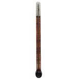 A SCOTTISH VICTORIAN MAHOGANY AND EBONY LINE INLAID EXPOSED TUBE STICK OR CISTERN BAROMETER,