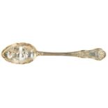 A VICTORIAN SILVER TABLE SPOON, LOUIS XV PATTERN, THE BOWL LATER CHASED AS A BERRY SPOON, BY CHAWNER