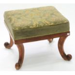 A VICTORIAN WALNUT STOOL, 42CM H; 55 X 50CM