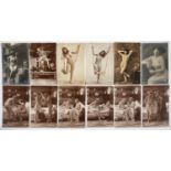 EROTICA / GLAMOUR. TWELVE FRENCH POSTCARD FORMAT PHOTOGRAPHS OF YOUNG WOMEN, C1910-20'S, BLACK AND