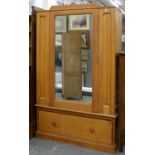 A WAXED PINE WARDROBE, EARLY 20TH C, 218CM H; 123 X 52CM Good solid condition, numerous scuffs and