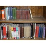 ONE AND A HALF SHELVES OF BOOKS, INCLUDING RUSKIN, HAZLITT, ART RECORDS, TOKENS, REFERENCE AND