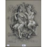 BRITISH SCHOOL, DEPICTIONS OF PAN, SIGNED EMERY, DATED 65, PASTEL AND PENCIL, 51 X 39CM, A PAIR