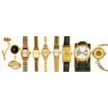 SEVEN VARIOUS LADY'S AND GENTLEMAN'S WRISTWATCHES AND A GOLD PLATED PENDANT WATCH Mostly in good