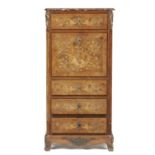 A FRENCH KINGWOOD, MARQUETRY AND PARQUETRY SECRETAIRE A ABATTANT IN LOUIS XV STYLE, LATE 19TH C,