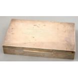 A BELGIAN SILVER CIGARETTE BOX, CEDAR LINED, 19CM L, 1960'S Good condition with contemporary