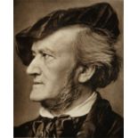 A PHOTOLITHOGRAPH PORTRAIT OF RICHARD WAGNER, PUBLISHED BY HANFSTAENGL, WITH MARGINS, IN