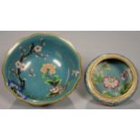 TWO CHINESE CLOISONNE ENAMEL BOWLS, 14 AND 20CM D, 20TH C Good condition