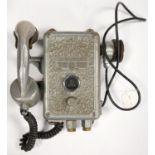 AN INDUSTRIAL ALLOY LOUDAPHONE WALL TELEPHONE, TYPE 411, BY CLIFFORD AND SNELL LIMITED, INSCRIBED