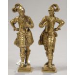 A PAIR OF FRENCH BRONZE STATUETTES OF PISTOLIERS, ON STEPPED SQUARE BASE, 15CM H, C1900 Some