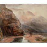 F. DAPONTE PLAYER, COASTAL LANDSCAPE, SIGNED, WATERCOLOUR, 38 X 46CM