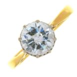 A DIAMOND SOLITAIRE RING, WITH ROUND BRILLIANT CUT DIAMOND WEIGHING APPROXIMATELY 1CT, IN GOLD