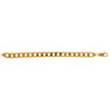 A 9CT GOLD GOLD FLAT CURB BRACELET, APPROXIMATELY 160MM, 14.8G Good condition