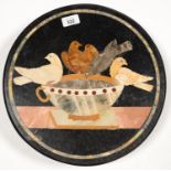 A PIETRE DURE TABLE TOP, DECORATED WITH THE DOVES OF PLINY, 35.5CM D Good condition