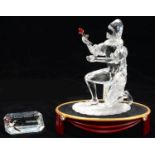 SWAROVSKI CRYSTAL, MASQUERADE -  HARLEQUIN 2001, 13.5CM H AND SCS NAMEPLATE AND STAND,  ORIGINAL BOX