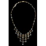 A MOONSTONE AND 9CT GOLD BIB NECKLACE, 40CM APPROXIMATELY, 11.1G Good condition