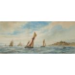 THOMAS MORTIMER (FL 1880-1920), FISHING BOATS; SHIPPING NEAR THE COAST, A PAIR, BOTH SIGNED,