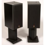 A PAIR OF BOWERS & WILKINS 600 SERIES I SPEAKERS ON STANDS, 81CM H; 24 X 30CM