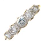 A DIAMOND FIVE STONE RING, WITH ROUND BRILLIANT CUT DIAMONDS, IN 18CT GOLD, LONDON 1983, 3.2g,